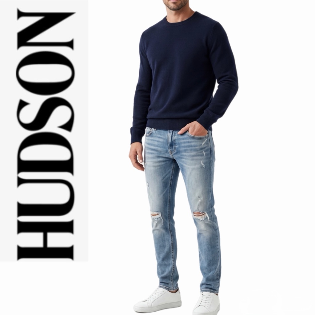 Hudson X Zazzle Zack Skinny Jeans Nwt 33 Light Blue Green Distresses